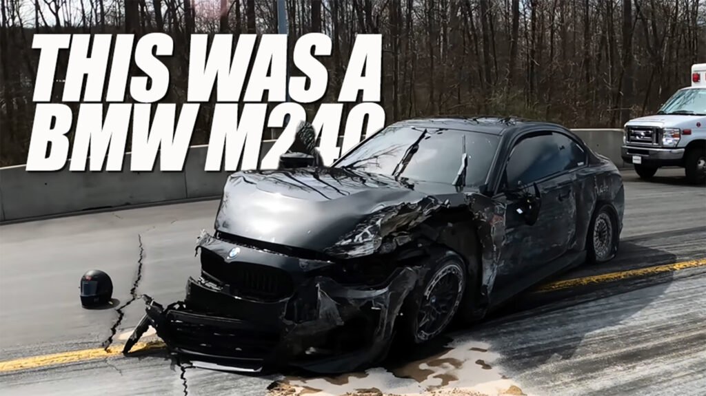 BMW M240i Crashes After Hitting 170 MPH, Driver Walks Away Unharmed
